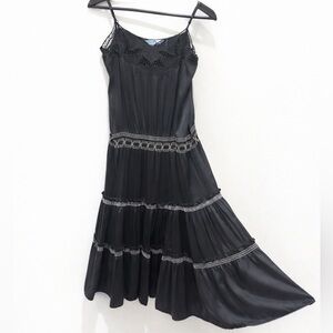 Vintage Y2K Marciano Silk Gothic Romance Crochet Midi Dress
